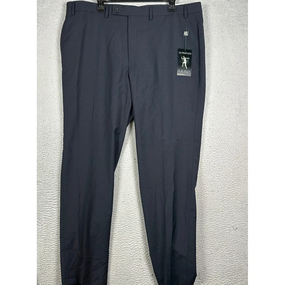 NEW Lauren Ralph Lauren Norton Wool Blend Pants Mens 40X32 Navy Ultraflex Dress